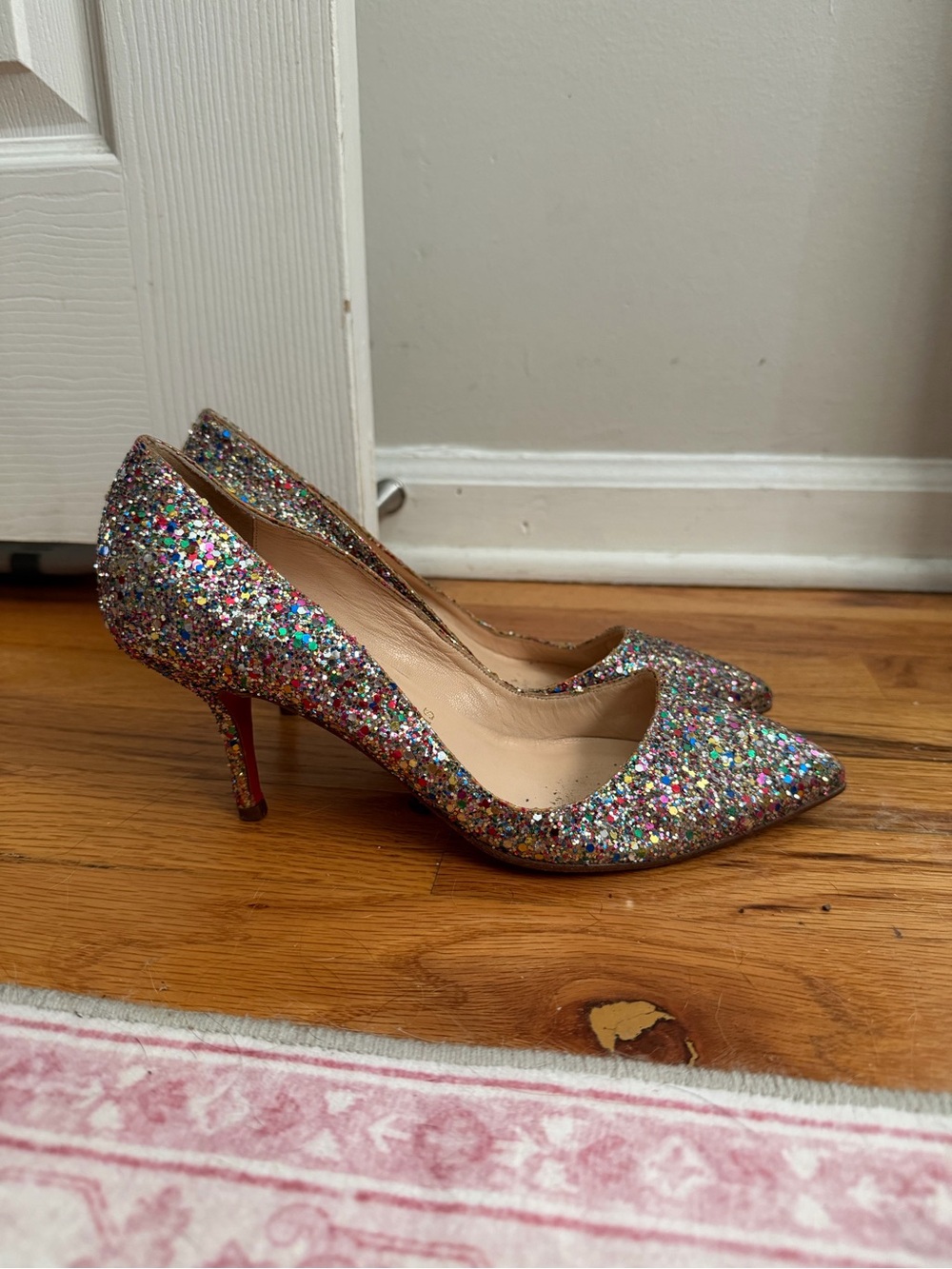 Vintage Christian Louboutin Multicolor Glitter Pointed-Toe Pumps - Picture 5 of 10
